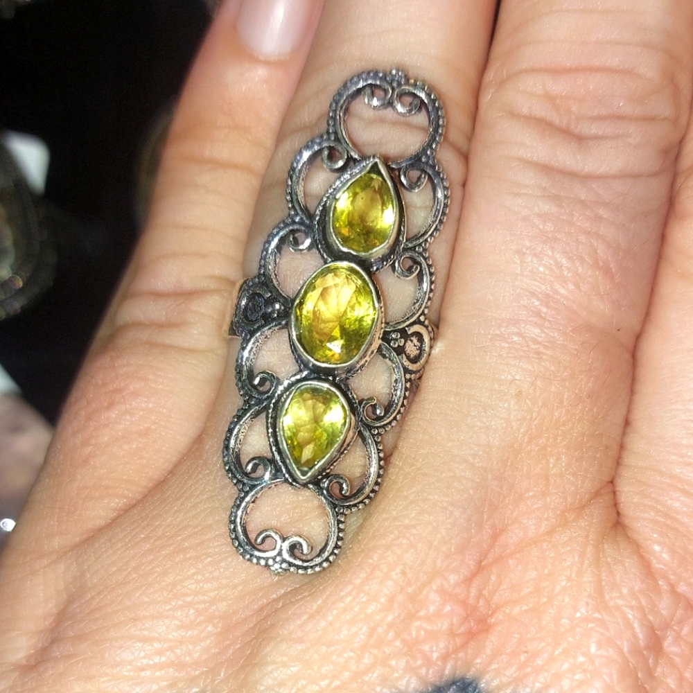 3 Stone Citrine Vintage Style Ring